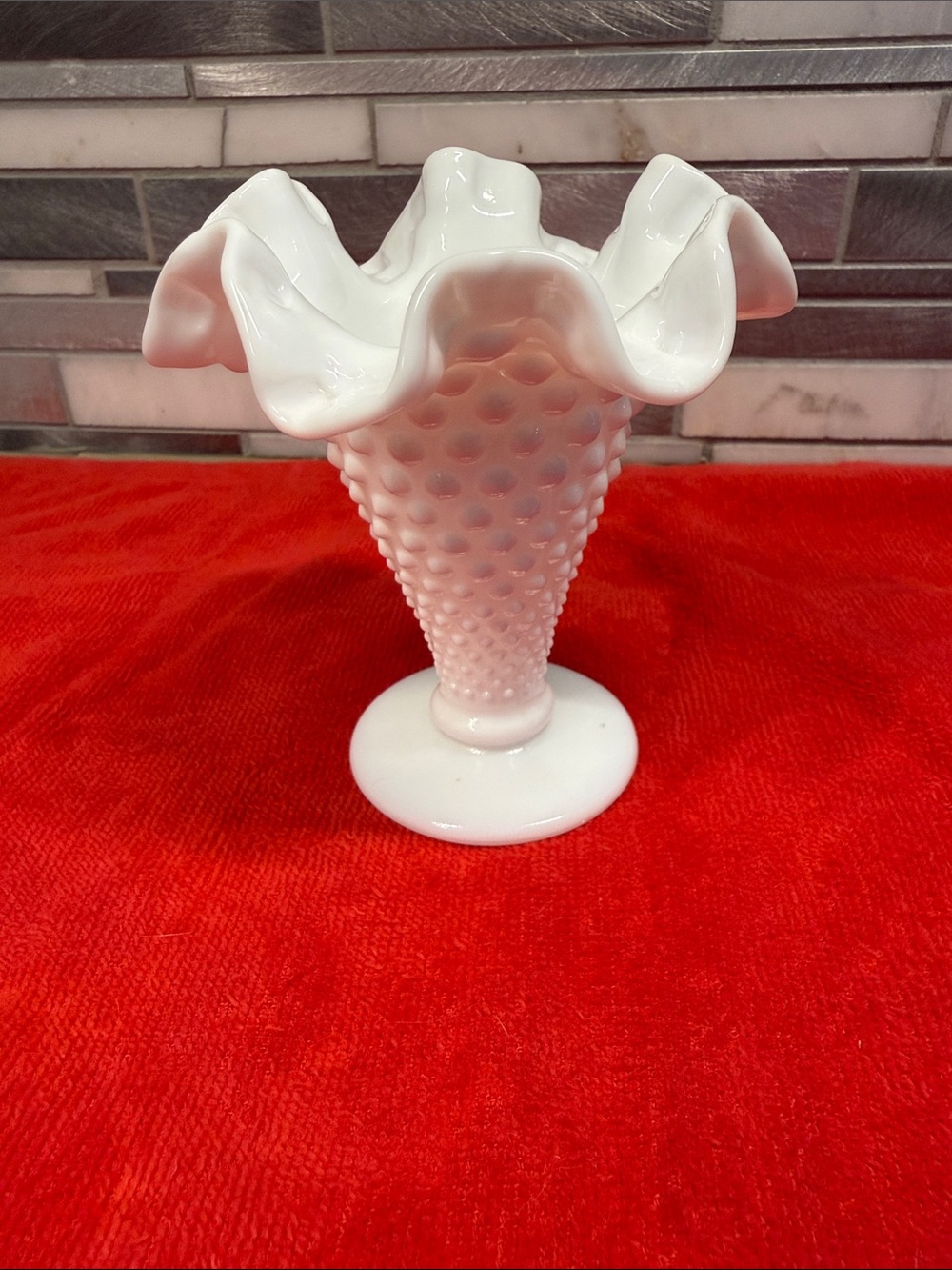 White Hobnail Ruffled Milk Glass Vase - Home Accents Vases